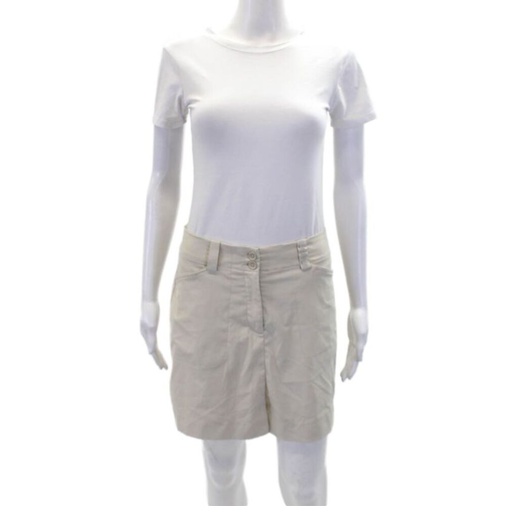 Nike Golf Womens Textured Zip Button Casual Mini Skirt Beige Size 04